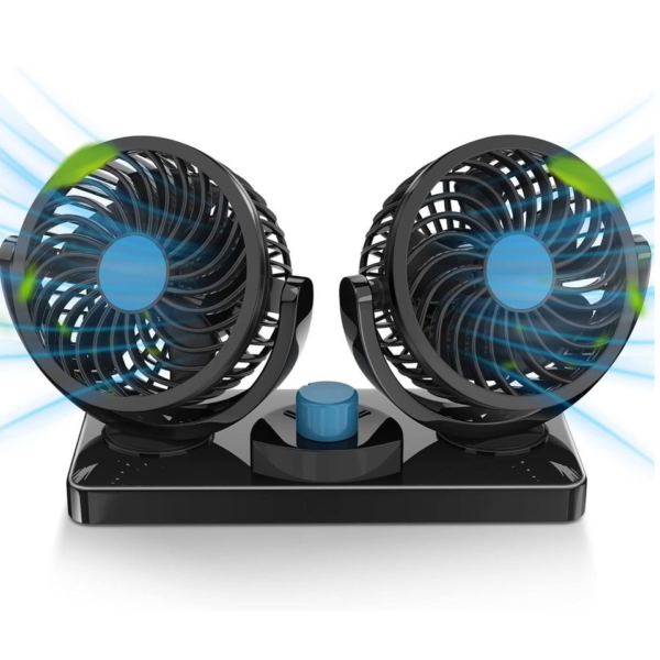 Ventilador Doble Para Carro ¡Bienvenido al oasis de frescura en tu automóvil!  ¿Estás cansado de esos viajes sofocantes bajo el sol abrasador? ¿Quieres disfrutar de cada kilómetro sin sudar la gota gorda? ¡Entonces necesitas nuestro Ventilador Eléctrico para Carro 12V! Con su aspa rotable de 2 velocidades y un generoso cable de 9 pies, este ventilador es tu boleto de primera clase hacia la comodidad en carretera. En los días abrasadores de verano, ¡olvídate del sudor y la incomodidad en tu coche! Nuestro Ventilador Eléctrico para Carro 12V es tu salvador del calor sofocante. Con su poderoso flujo de aire fresco, este ventilador de 2 velocidades transformará tu automóvil en un oasis de frescura en cuestión de segundos. **Beneficios Destacados:**   1. **Enfría Instantáneamente:** Di adiós al calor asfixiante en tu coche. Con nuestro ventilador, disfruta de un frescor revitalizante en segundos, tanto para ti como para tus pasajeros, mascotas o niños. 2. **Silencioso y Tranquilo:** Nada arruina un viaje como el ruido constante. Con un motor de cobre puro, nuestro ventilador garantiza un ambiente tranquilo para que disfrutes de tus viajes sin molestias. 3. **Fácil Instalación y Ajuste:** Sin complicaciones. Con adhesivos fuertes y una construcción intuitiva, puedes colocar y ajustar fácilmente el ventilador según tus necesidades, ¡para un flujo de aire perfecto en todo tu automóvil! 4. **Elimina Olores Desagradables:** ¿Cigarrillos? ¿Mascotas? ¿Comida? ¡No hay problema! Nuestro ventilador mejora la ventilación y circulación del aire, eliminando esos olores no deseados y dejando tu coche fresco y limpio. **Medidas del Producto:** - Longitud: X pulgadas - Ancho: X pulgadas - Altura: X pulgadas **Contenido del Paquete:** - 1 Ventilador Eléctrico para Carro 12V - Manual de Usuario ¡Ya no sufras más en tu coche! Con nuestro Ventilador Eléctrico para Carro 12V, el frescor está a solo un clic de distancia. Hazte con el tuyo ahora y prepárate para disfrutar de cada viaje como nunca antes. ¡Compra ahora y vive la experiencia de un viaje fresco y confortable! Ventilador Doble Para Carro